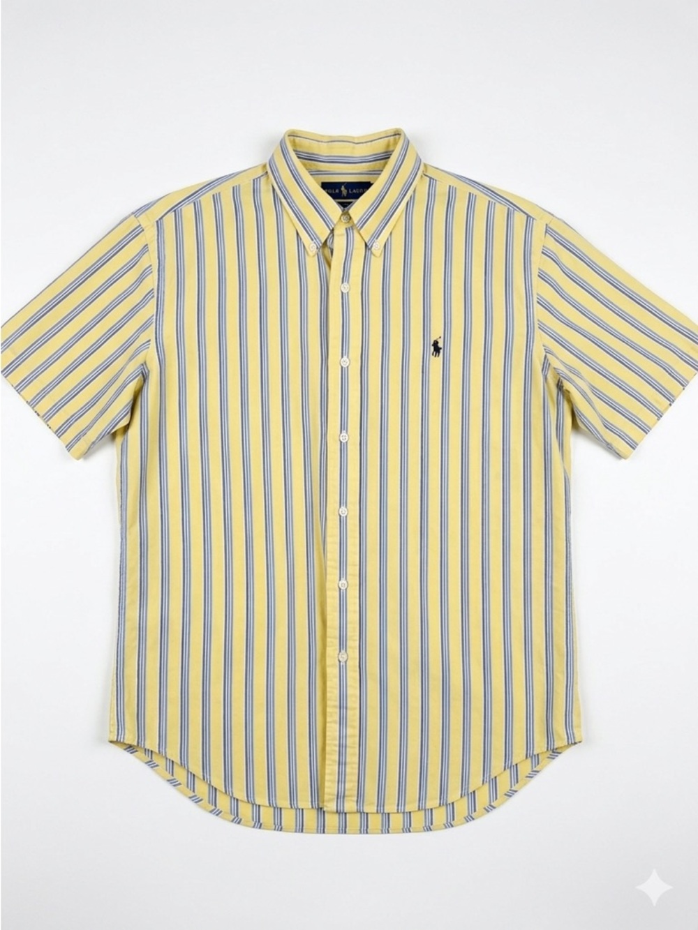 Polo by Ralph Lauren Yellow, Blue & White Striped Short-Sleeve Button-Down Shirt